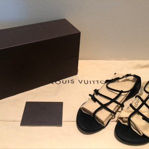 Louis Vuitton Black Leather/Satin Crystal Emb.